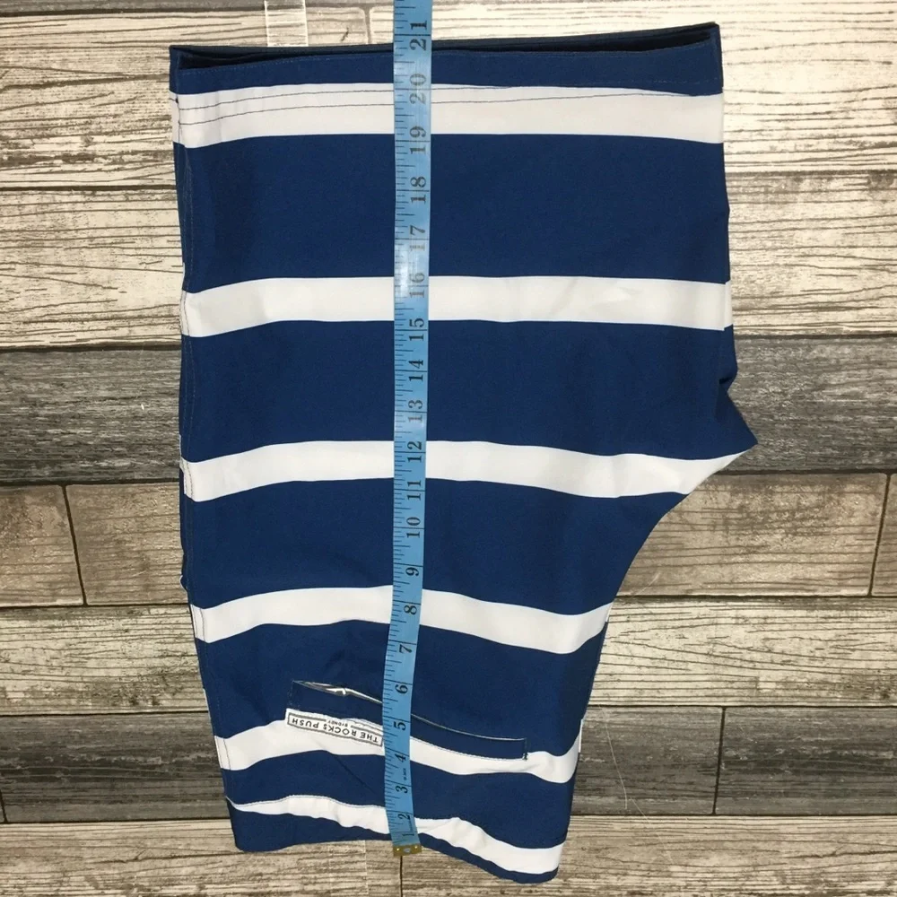 The Rocks Push Sydney Striped Boardshorts Men’s 34 Blue White (Inseam 9.5)